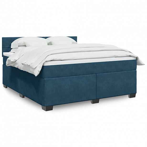 vidaXL Box spring postel s matrací modrá 180 x 200 cm samet
