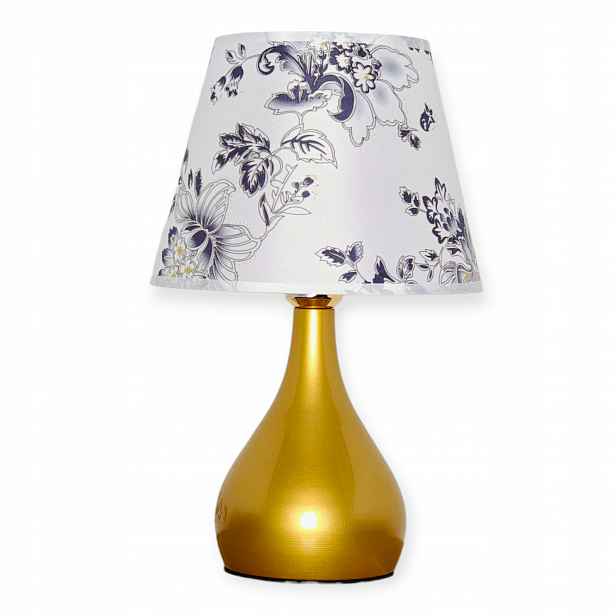 Noční lampa stolní dotyková s Led stínítkem, zlatá
