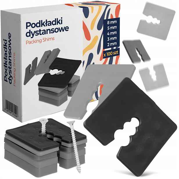 500x Distanční podložky 2-8 mm Montážní klíny pro vyrovnávací šrouby Oki 8W