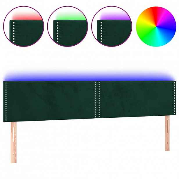 vidaXL Čelo postele s LED tmavě zelené 180x5x78/88 cm samet