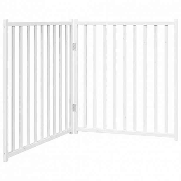 vidaXL Zábrana pro psy skládací 2 panely bílá 160 cm masivní jedle