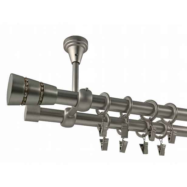 Garnýž Kovový Stropní 19+19 mm galvanizovaný Satén 120 cm MIX Koncovek