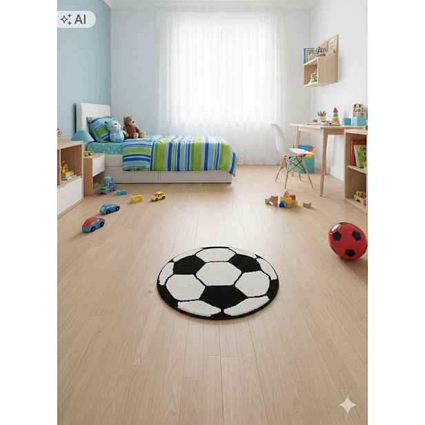 Koberec koberec kulatý do obývacího pokoje 120 cm, fotbal