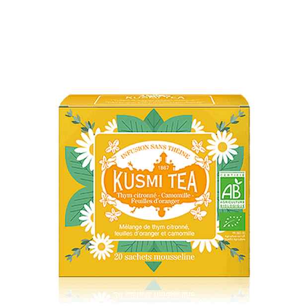 Kusmi Tea Bylinná čajová směs mateřídoušky citronové, lístků pomerančovníku a heřmánku Bio, 20 sáčků 21275A1120