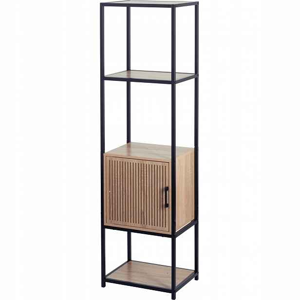 Regál Knihovna S Mdf Skříňkou 43X33X153 CM Béžová 5 Úrovní