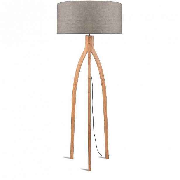 Stojací lampa s béžovým stínidlem a konstrukcí z bambusu Good&Mojo Annapurna