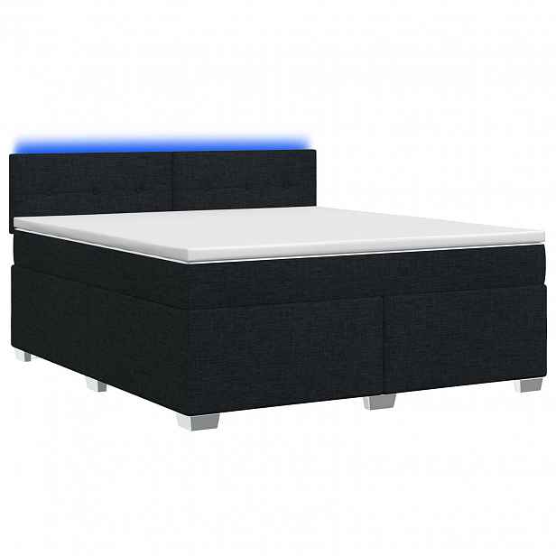 vidaXL Box spring postel s matrací a LED Černá 140 x 190 cm Textil