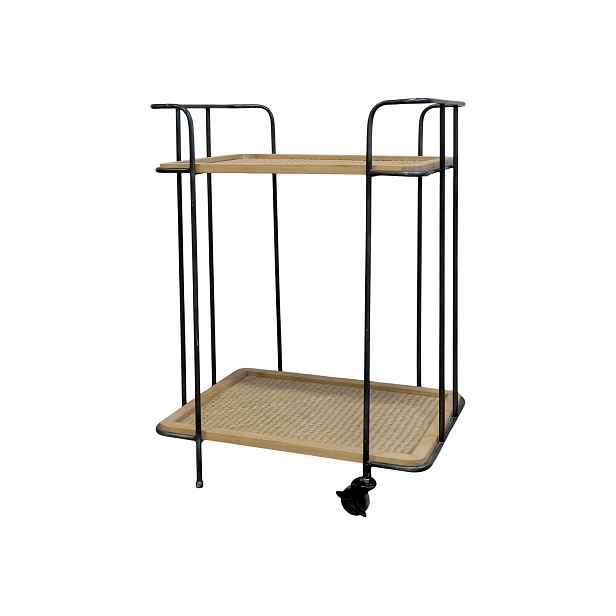 Kovový vozík na kolečkách s dřevěnými deskami Cannie - 55*41*76cm Chic Antique