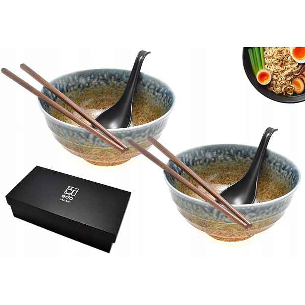Sada 2 misek s lžícemi a paličkami Udon Ki 800 ml