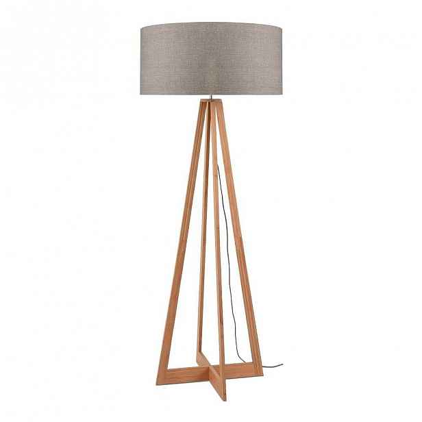 Stojací lampa s béžovým stínidlem a konstrukcí z bambusu Good&Mojo Everest