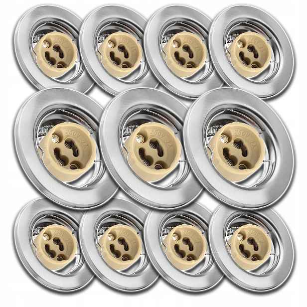11xSATÉNOVÉ Kulaté Stropní Svítidlo Halogen+zásuvka Konektor GU10 Na Žárovku