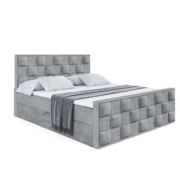 ALTDECOR KONTINENTÁLNÍ POSTEL s matrací H3 - ZAFIRA - 120x200 cm Šedá