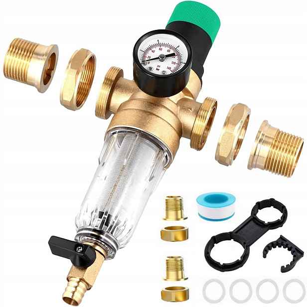 Filtr se zpětným proplachem 3/4“ (DN20) s manometrem a reduktorem tlaku