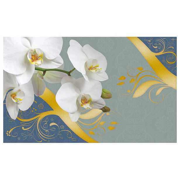 Fototapeta flizelina Orchidej bílo-zlaté pozadí elegantní vzor 250x175 lepidlo