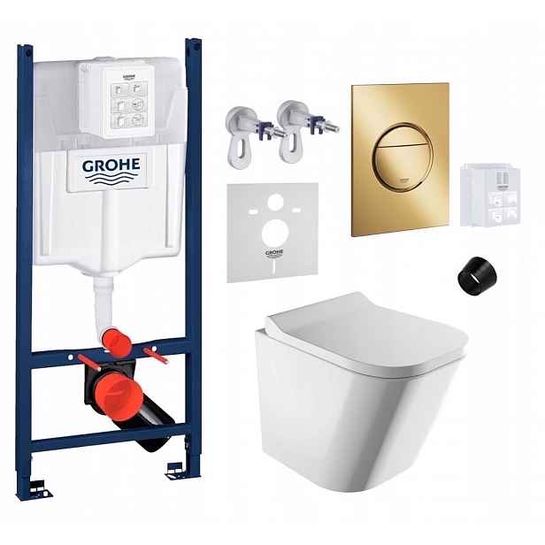 Grohe podomítková nádržka se zlatým tlačítkem a mísou na Wc Omnires Fontana