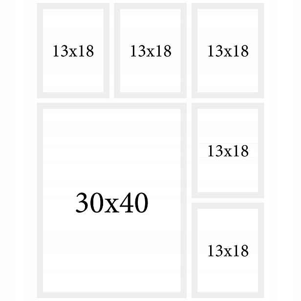 Sada fotorámečků plakáty 6 Ks multirám rámečky Bílé 30x40 13x18