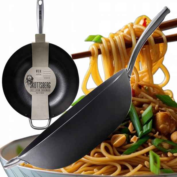 Wok Do Asijské Kuchyně 34 CM Skottsberg Litinový, Silný Na Každý Sporák