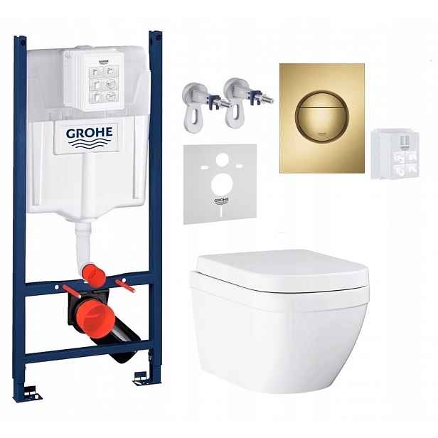 Podomítková Sada Wc Stelaz s Wc Mísou Grohe Euro Ceramic Tlačítko