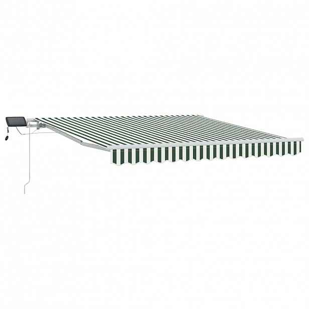 vidaXL Stahovací markýza Zelená a bílá 300 x 250 cm Látka a hliník