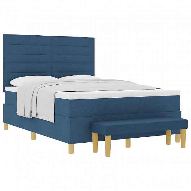 vidaXL Postel s boxspringem s čelo Modrá 200 x 160 cm textil