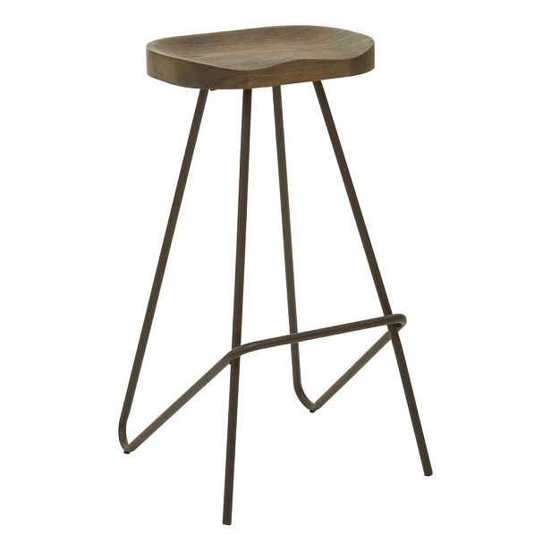 Hnědá/v přírodní barvě barová stolička z jilmového dřeva (výška sedáku 78 cm) District – Premier Housewares