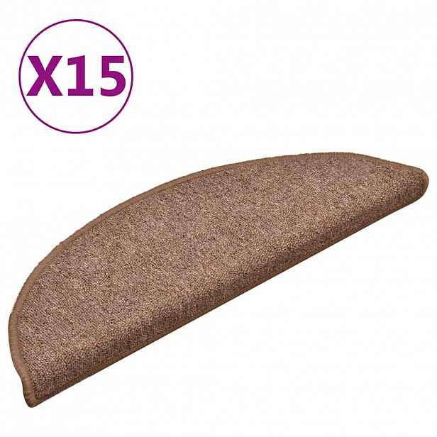 vidaXL Rohožky na schody 15 ks 56 x 17 x 3 cm Non-Slip Hnědá