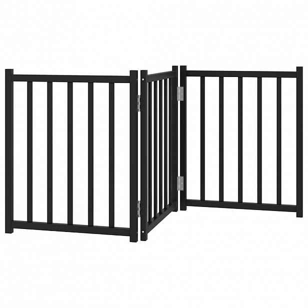 vidaXL Zábrana pro psy skládací 3 panely černá 150 cm masivní jedle