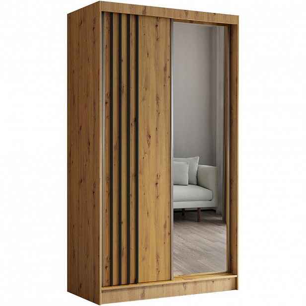 Beautysofa SKŘÍŇ s posuvnými dveřmi Nela 120/216/61 dub Artisan se zásuvkami
