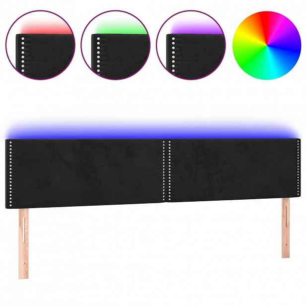 vidaXL Čelo postele s LED černé 200x5x78/88 cm samet