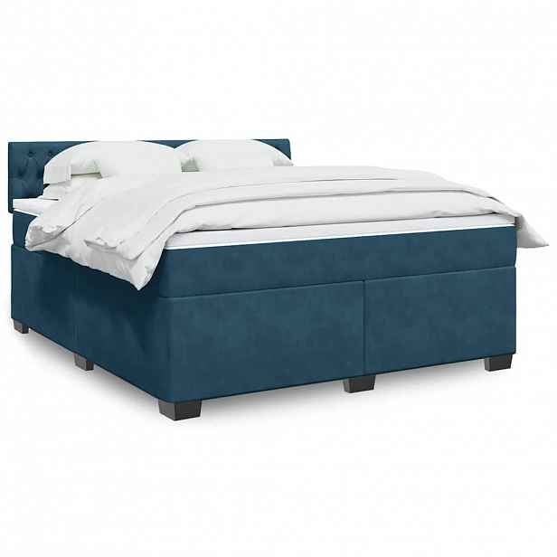 vidaXL Box spring postel s matrací modrá 180 x 200 cm samet