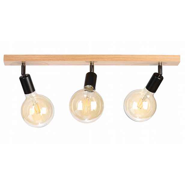 Dřevěná stropní lampa loftová trojitá lišta Dub do obývacího pokoje kuchyně Stylová