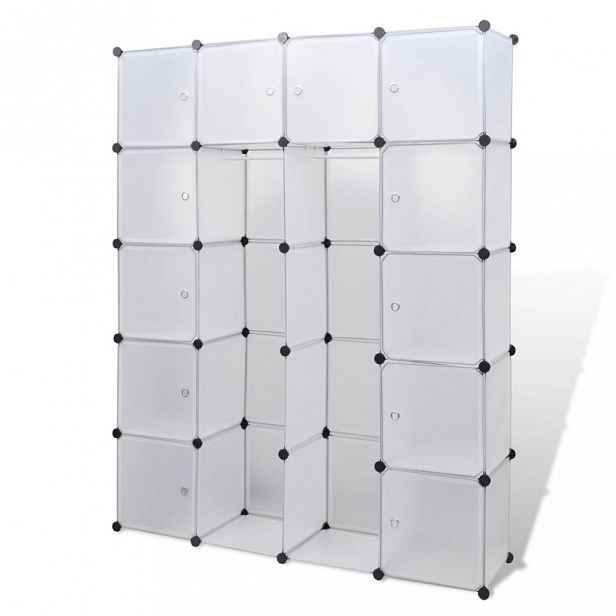 Modulární skříň 14 polic plast / kov  Bílá