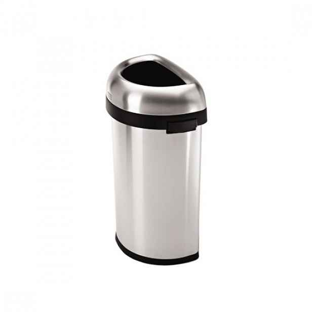 Půlkulatý odpadkový koš, 60 L, nerez - simplehuman