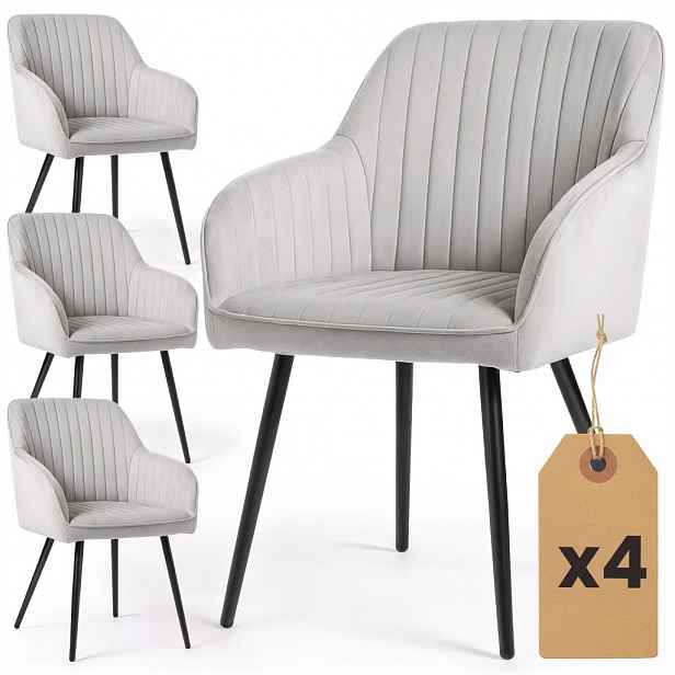Set 4x čalouněná jídelní židle FURELIA - šedá / černá