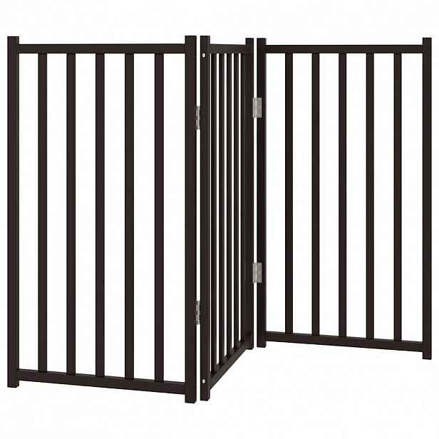 vidaXL Zábrana pro psy skládací 3 panely černá 150 cm masivní jedle