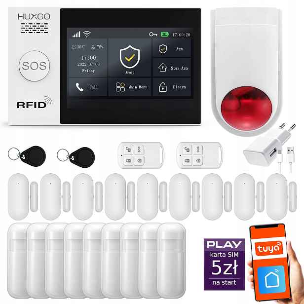 Bezdrátový alarm WiFi Gsm 4G, Tuya alarmová sada Huxgo HXA007 R9D9WS