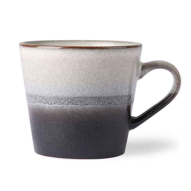 Černý retro hrnek na Cappuccino 70s rock - 12*9,5*8,5cm / 300ml  HKLIVING