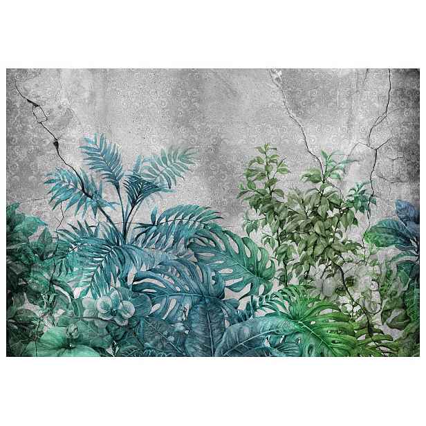 Fototapeta Monstera Kapradina Tropické listy šedo-zelené 208x146 lepidlo