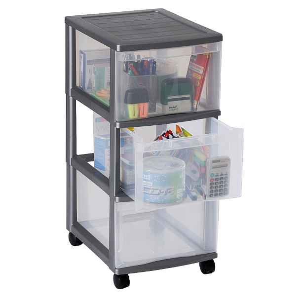 SUNDIS Úložný box se 3 zásuvkami, antracit, OFFICEMIX - MAXI