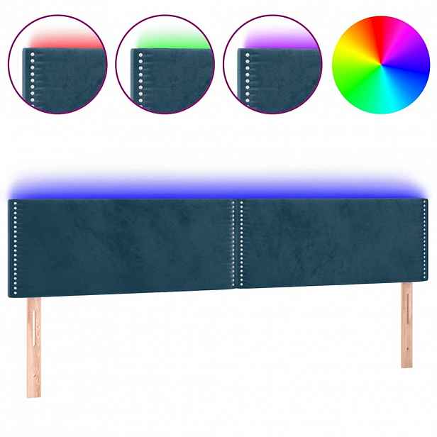 vidaXL Čelo postele s LED tmavě modré 200x5x78/88 cm samet