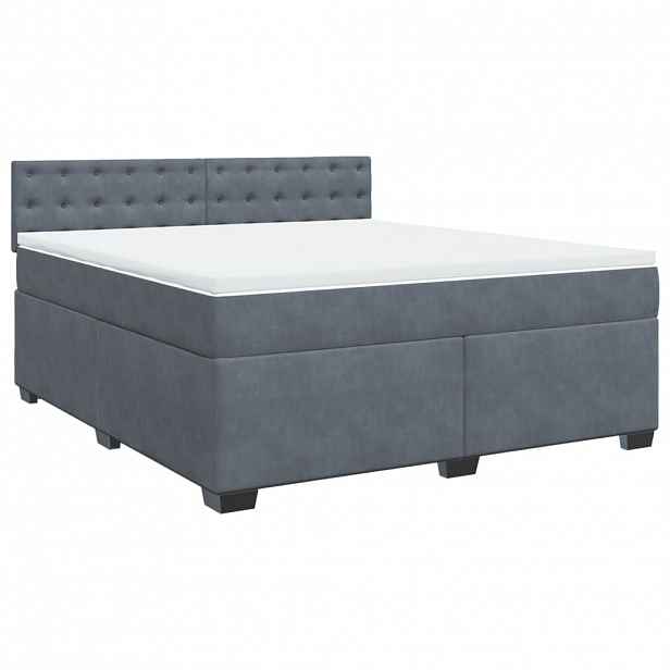 vidaXL Box spring postel s matrací tmavě šedá 180x200 cm samet