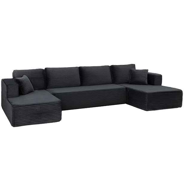 HOMCOM ROHOVÁ 3dílná sada pohovky, polyester, šedá
