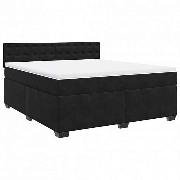 vidaXL Box spring postel s matrací černá 180x200 cm samet