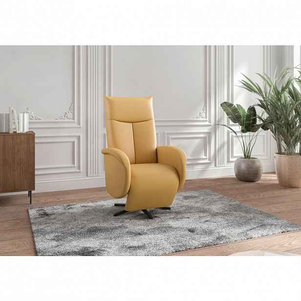 Sit & More RELAXAČNÍ KŘESLO, kůže, curry žlutá