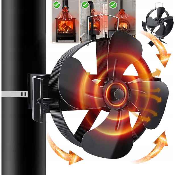 Krbový Ventilátor 4-LOPATKOVÝ Termoelektrický Rozvaděč Tepla Černý