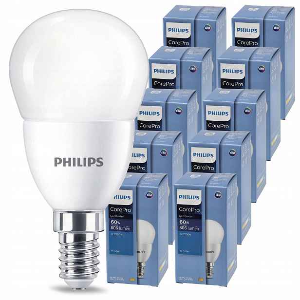 Led žárovka E14 7W 60W 806lm Studená barva 6500K 230V Philips CorePro 10x