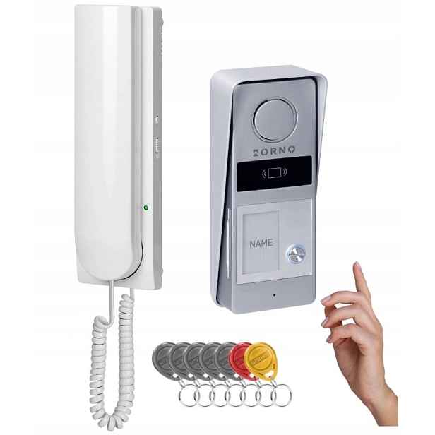 Orno Jednorodinná interkomová sada Kabelová 2-žilová Přívěsek Na Klíče Rfid Bílá