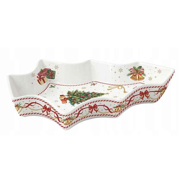 Vánoční podnos ve tvaru hvězdy Christmas Magic, porcelánová miska
