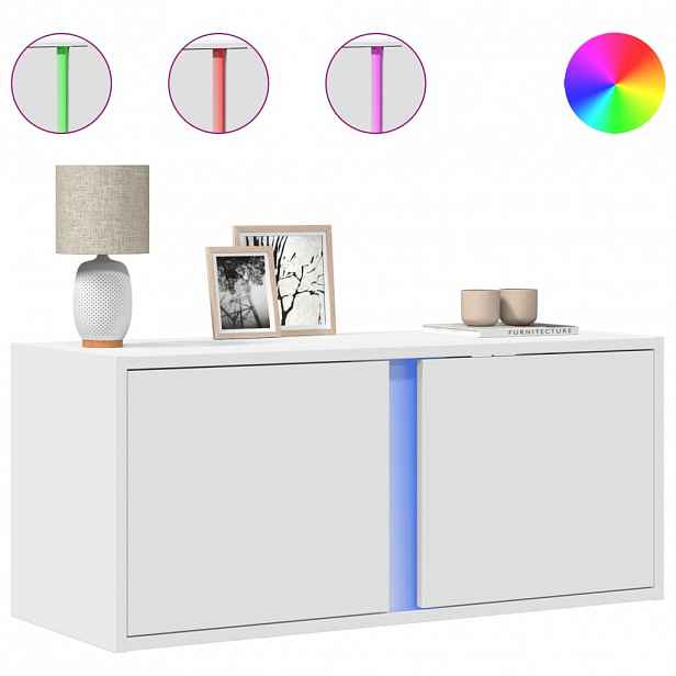 vidaXL Nástěnná TV skříňka s LED osvětlením bílá 80 x 31 x 35 cm