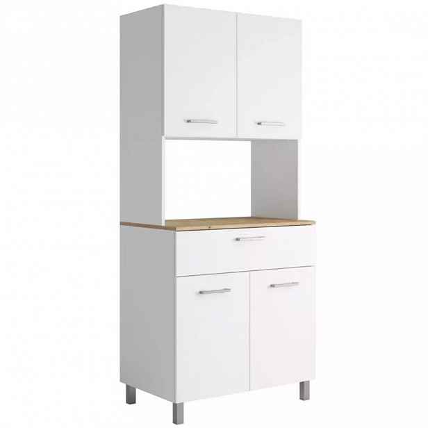 Vitrína do kuchyně Milano bílá s deskou dub artisan